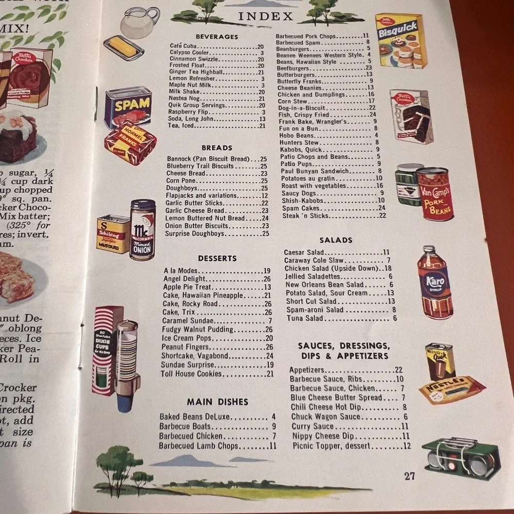 Vintage Lets Eat Outdoors Cookbook Mid Century Picnic BBQ Camping Recipes SPAM